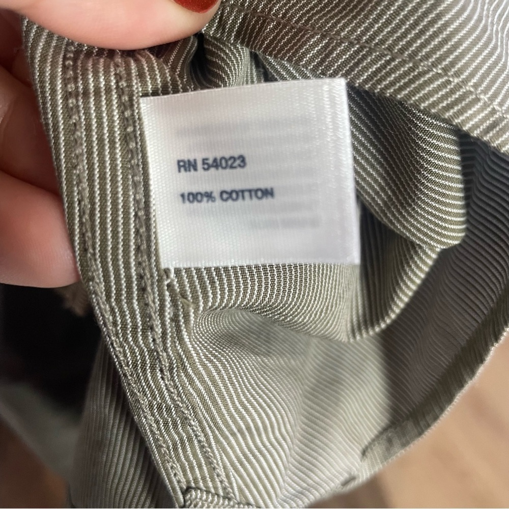 Gap 100% Cotton Fitted Tan White Stripe Button Down Long Sleeve Collared Shirt - Picture 6 of 6